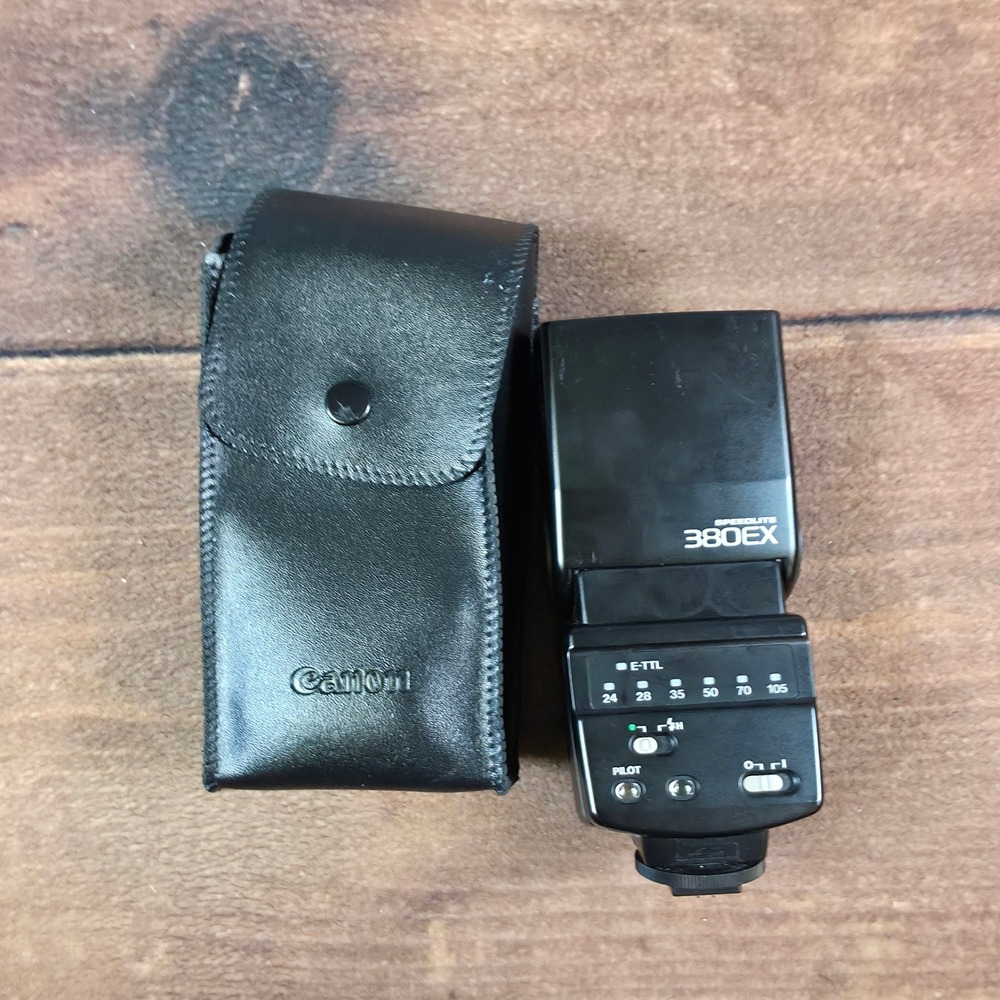 Canon Speedlite 380EX Flash Unit Black Good E-TTL Zoom Head with Case